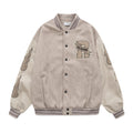 Vintage Flame Embroidered Jacket Jacket Baseball Uniform