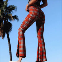 Womens Flare Pants High-Waisted Slim-Fit Trousers Printed Wide-Leg Pants