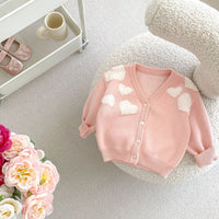 Girls' Baby Sweater Baby Coat Love Embroidered Sweater