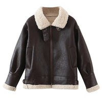 Trendy Motorcycle Style Fashion Lapel Plus Fleece Jacket