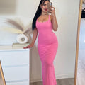 Summer New Slim-fit Draping Ribbed Camisole Dress