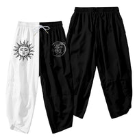 Men's Casual Sun Moon Creative Digital Printing Cropped Pants