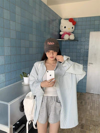 Striped Shirt Women's Casual Loose Shirt Coat