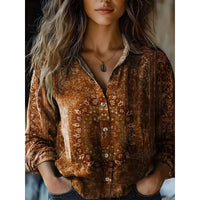 Womens 3D Printed Abstract Pattern Long-Sleeve Shirt
