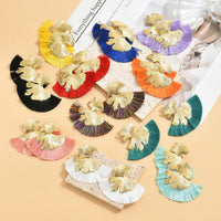 Luxury Retro-chic Fan-shaped Statement Earrings With Geometric Tassels