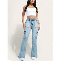 Plus-size Womens Workwear Denim Jeans Casual Straight-leg Style