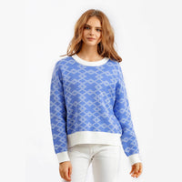 Jacquard Long-sleeved Sweater Loose Round Neck Western Style