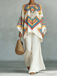Women's Fashionable Printed Crew-Neck Casual Long-Sleeve Set