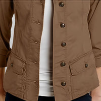 Fashion Solid Color Roll-up Sleeve Single-breasted Casual Jacket
