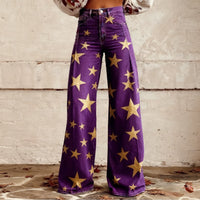 Plus-size Casual Versatile Wide-leg Pants For Women Faux Fabric