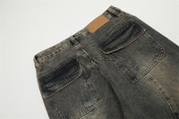 Men's Patchwork Irregular Skinny Jeans Washed