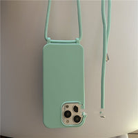 Mint Green Diagonal Strap Lanyard Mobile Phone Case