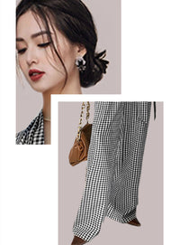 Slim Dress Jumpsuit Wide-leg Pants Plaid