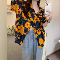 Retro Printed Shirt Top Summer Women's