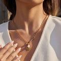 Spiral Solar Pendant Titanium Steel Freshwater Pearl Necklace