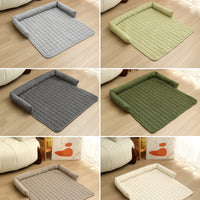Corduroy Pet Dog Cat Bed Blanket Mat With Neck Pillow Thicken Soft Dog Bed Pad Calming Nest Couch Sofa Bed For Home Car Outdoor