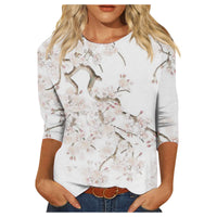 Round Neck Printed Casual Loose Long Sleeve