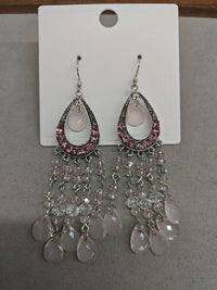 Diamond-embedded Water Drop Glass Tassel Light Luxury High-grade Earrings