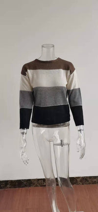 New Fallwinter Womens Long-sleeve Striped Sweater