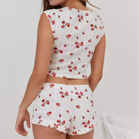 Women's Knitted Jacquard Strawberry Print Set