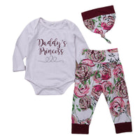 Three-piece Printed Cotton Long-sleeved Letter Print For Toddlers