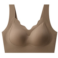 Seamless Warm Muscle Anti-gravity Wireless Fixed Cup V-neck Lifting Push Up Comfort Breathable Beauty Back Bra
