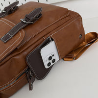Authentic Leather Tactile Feel Retro Campus Outdoor Travel Backpack