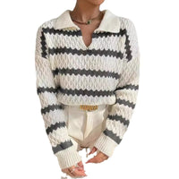 Autumn And Winter Classic Striped Loose Casual Sweater Top