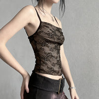 Printed Rhinestone Lace Camisole Top