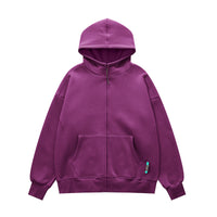 350g Velvet Padded Loose High Zipper Hooded Sweater