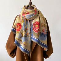 Autumn And Winter New Cashmere-like Thickened Oil Painting Jacquard Scarf
