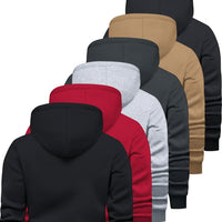 6-Piece Men's Long-sleeved Solid Color Hooded Sweatshirt