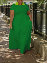 Womens Solid-Colored Waist-Cinching Casual Dress