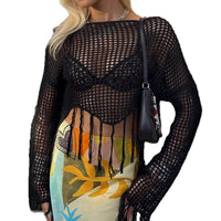 Women's Knitted Hollow-Out Top Blouse
