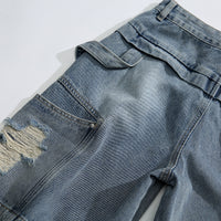 Multi-pocket Denim Ripped Leisure Shorts