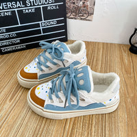 New Winter Warm Latex Insole Fleece-lined Bread Shoes Women