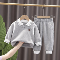 Children's Lapel Sweatshirt Sports Two-Piece Set