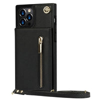 Solid Color Zipper Card Phone Case