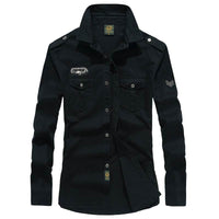 Solid Color Loose Long Sleeves Pocket Shirt