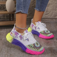 Fashion Printed Flat Sports Shoes Front Lace-up Plus Size