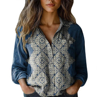 Womens V-neck Printed Blouseshirt