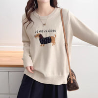 Cartoon Puppy Jacquard Crew-Neck Pullover Sweater For Women Soft Cozy And Warm Knitted Base Layer Top