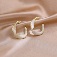 Geometric Distortion Drop Oil Lady C-shaped Earrings