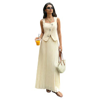 Fashionable And Elegant Set Pleated Long Skirt Suit For Women