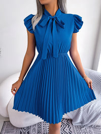 Women's Elegant Tie Waist Flowy Pleated Skirt