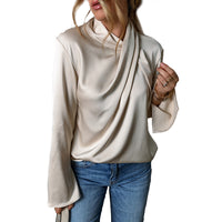 Women's Solid Color Satin Chiffon Blouse