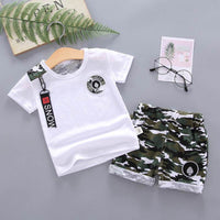 Summer New Boys' Western Style Camouflage Short Sleeve Suit