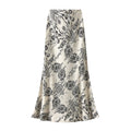 Retro Hong Kong Style Floral Skirt High Waist Slimming Temperament