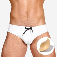 Men's Solid Color Tethered U-Cup Swim Briefs