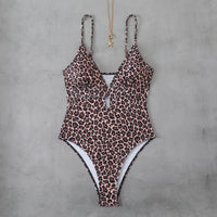 Sexy Strap Leopard Print One-Piece Bikini Swimsuit